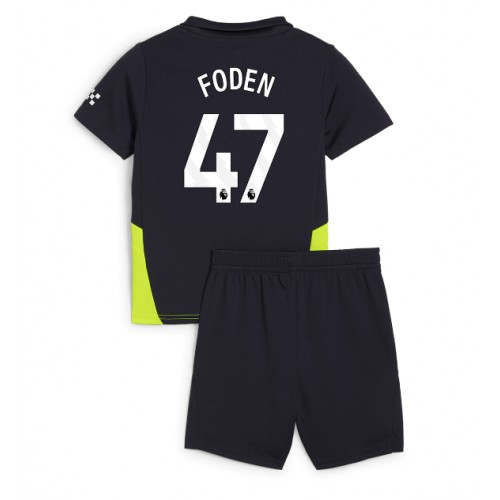 Fotbalové Dres Manchester City Phil Foden #47 Dětské Venkovní 2024-25 Krátký Rukáv (+ trenýrky)